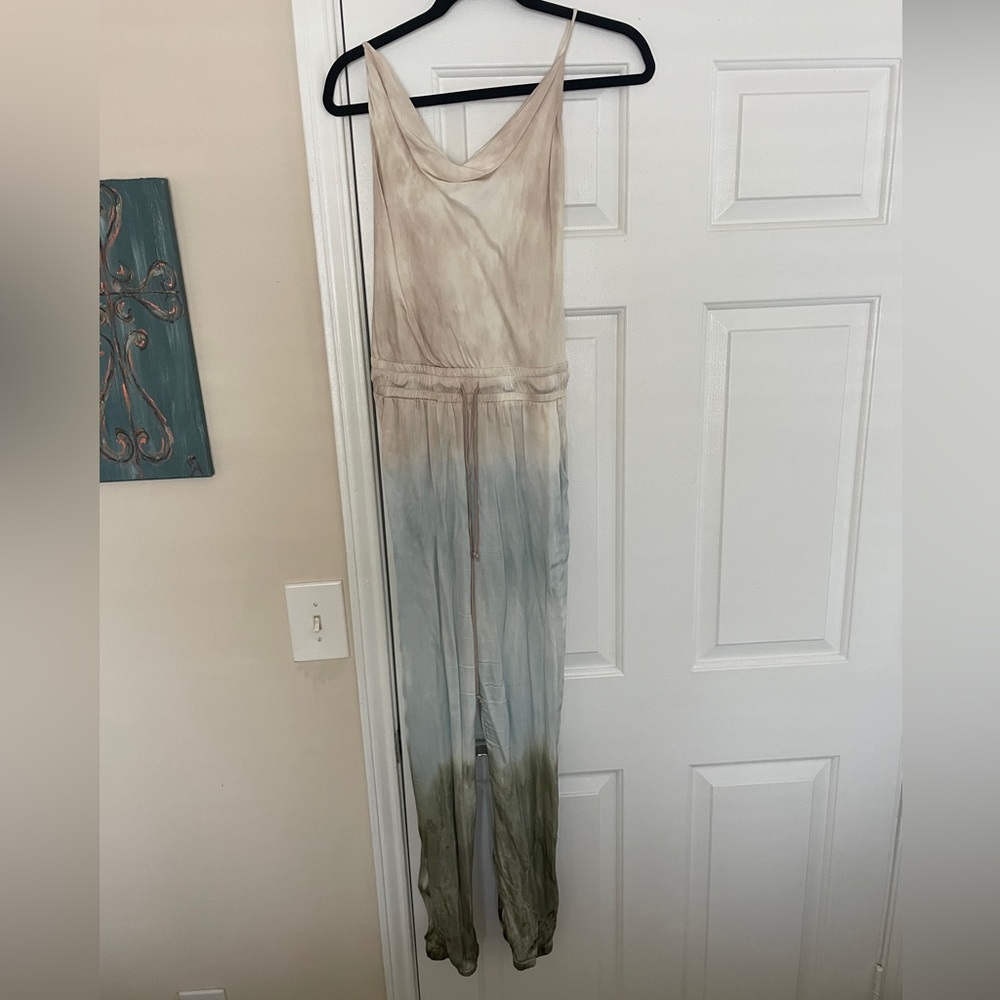 Young Fabulous & Broke Gradient Jumpsuit in Cream, Blue, and Green